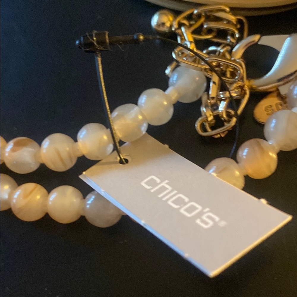 Chico's Brown and Cream Beaded Necklace - Picture 2 of 7